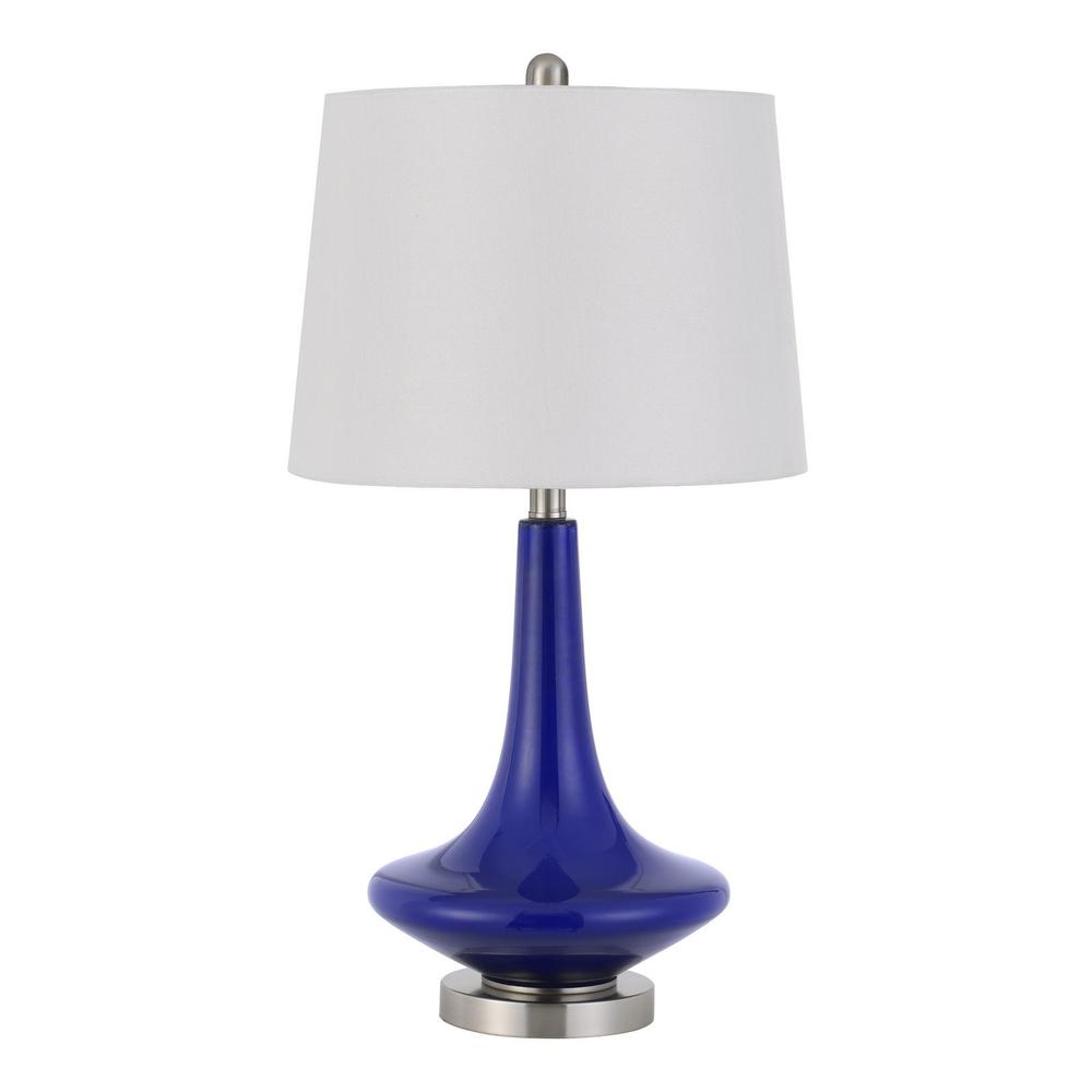 Set of Two 26” Navy Blue Glass Table Lamps. Picture 2