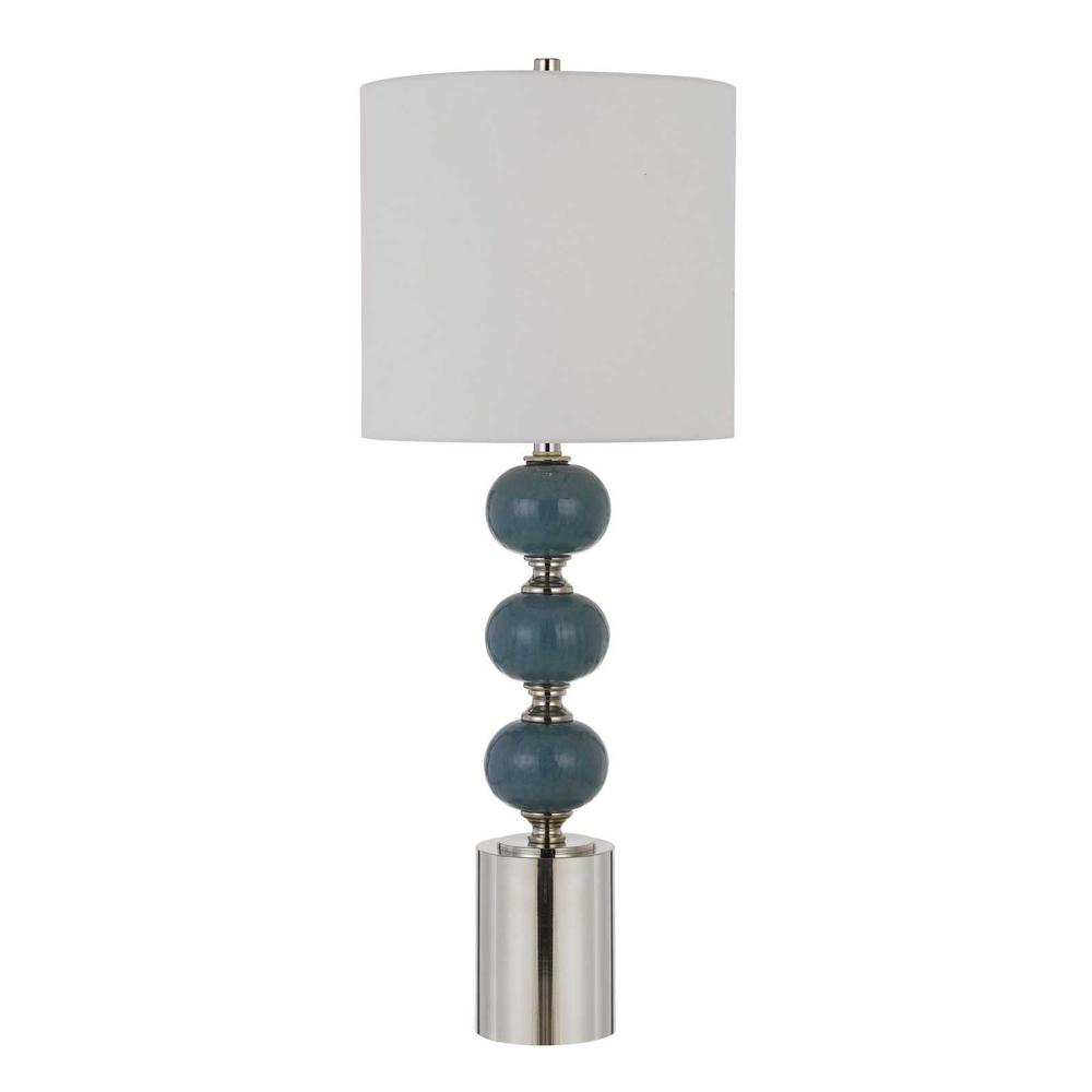 Set of Two 29" Modern Blue Metal Table Lamps. Picture 1