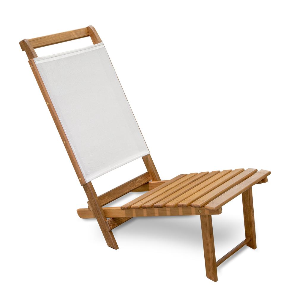 Brown And Brown and White Solid Wood Deck Chair. Picture 1
