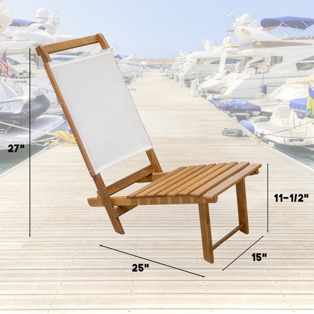 Brown And Brown and White Solid Wood Deck Chair. Picture 3
