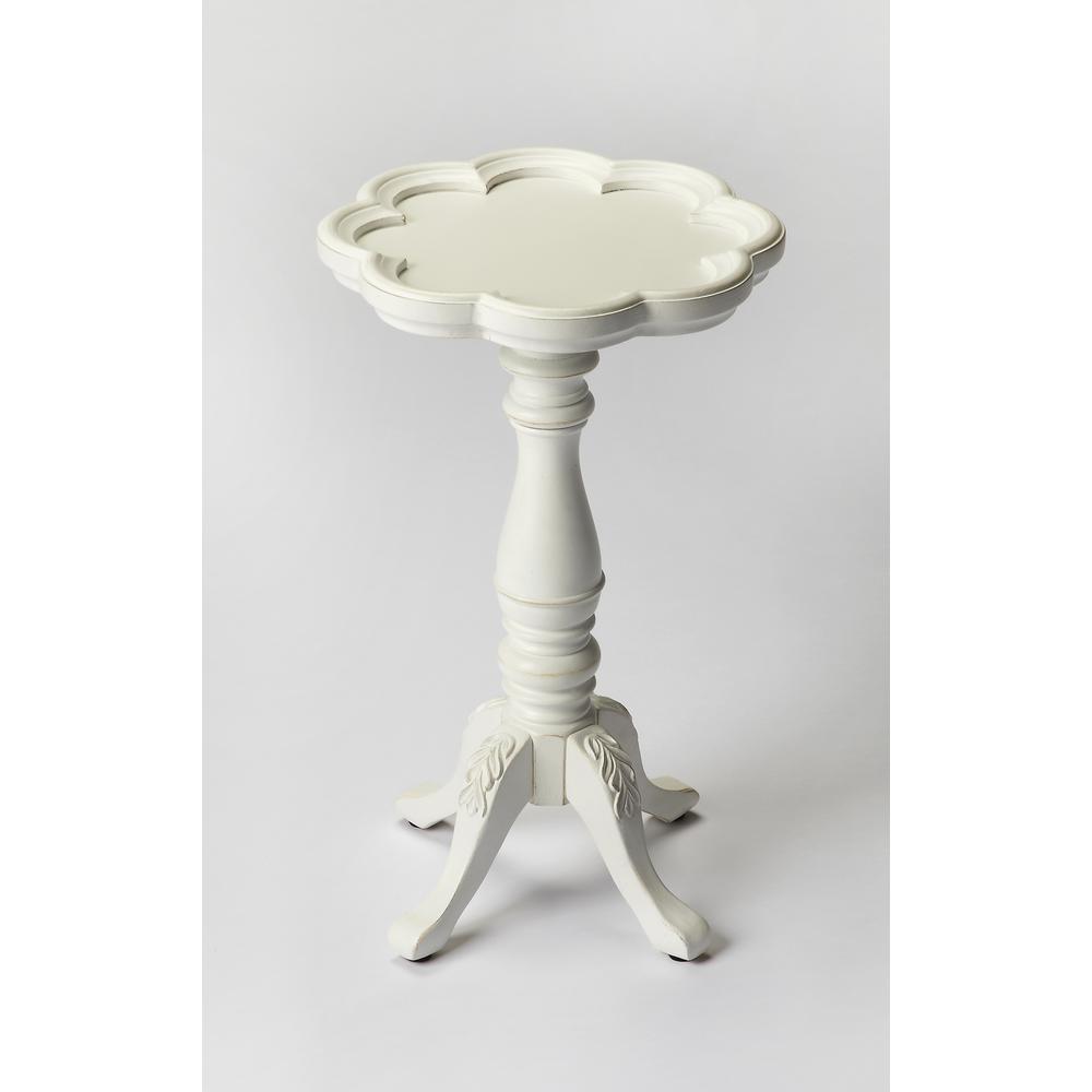 20" Cottage White Wood Floral Top End Table. Picture 3