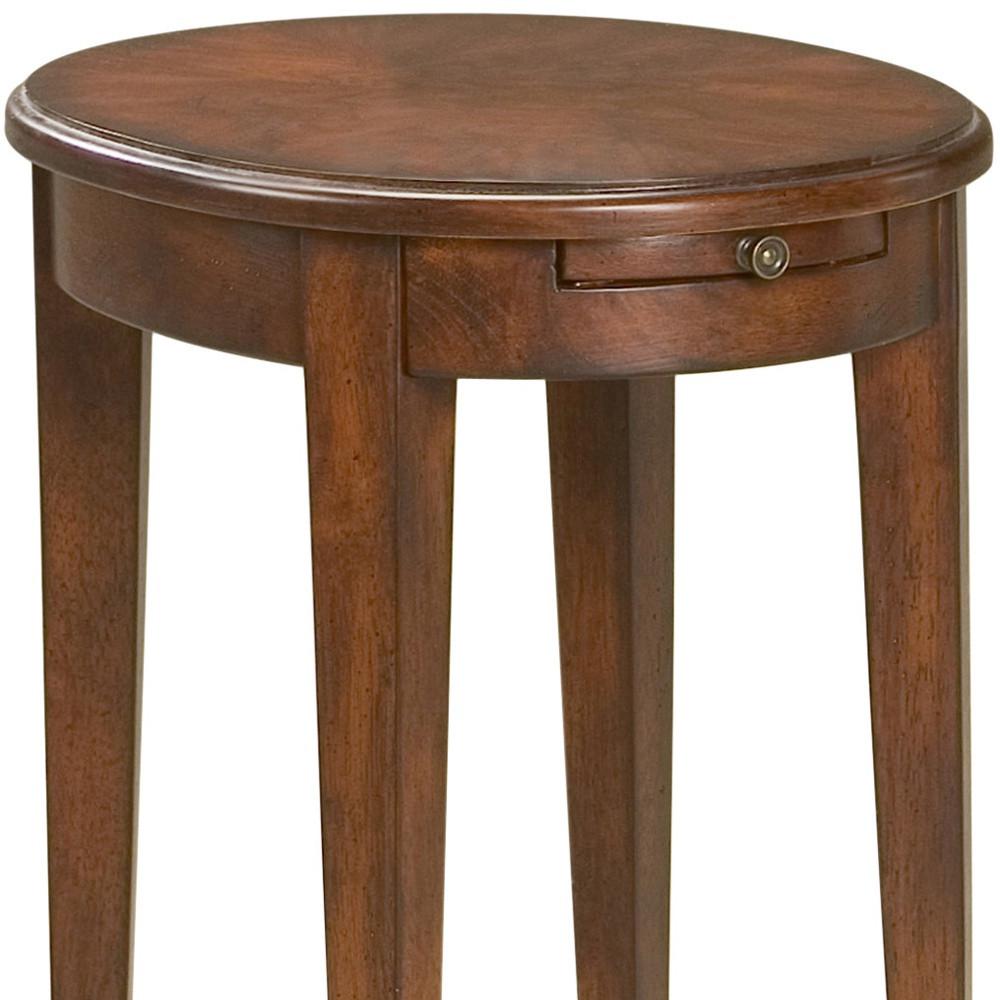 26" Dark Brown And Cherry Manufactured Wood Oval End Table With Shelf. Picture 5