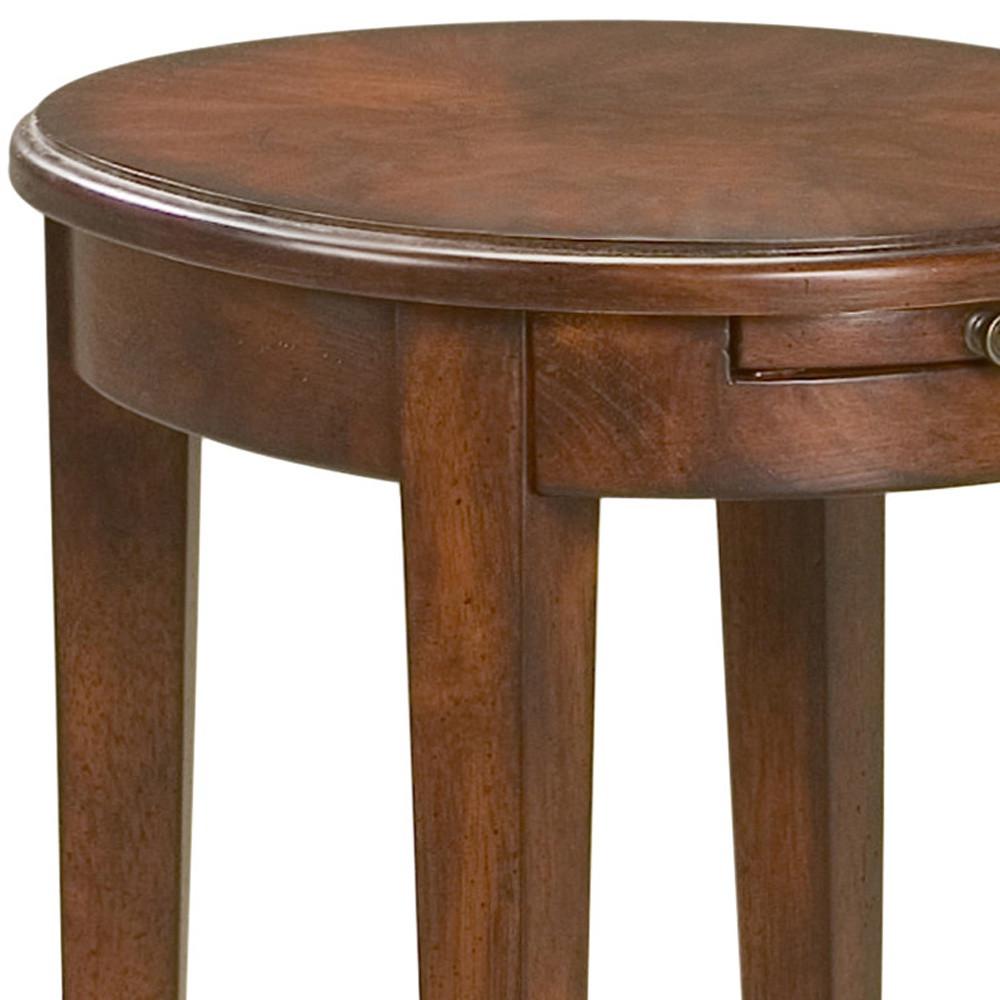 26" Dark Brown And Cherry Manufactured Wood Oval End Table With Shelf. Picture 6