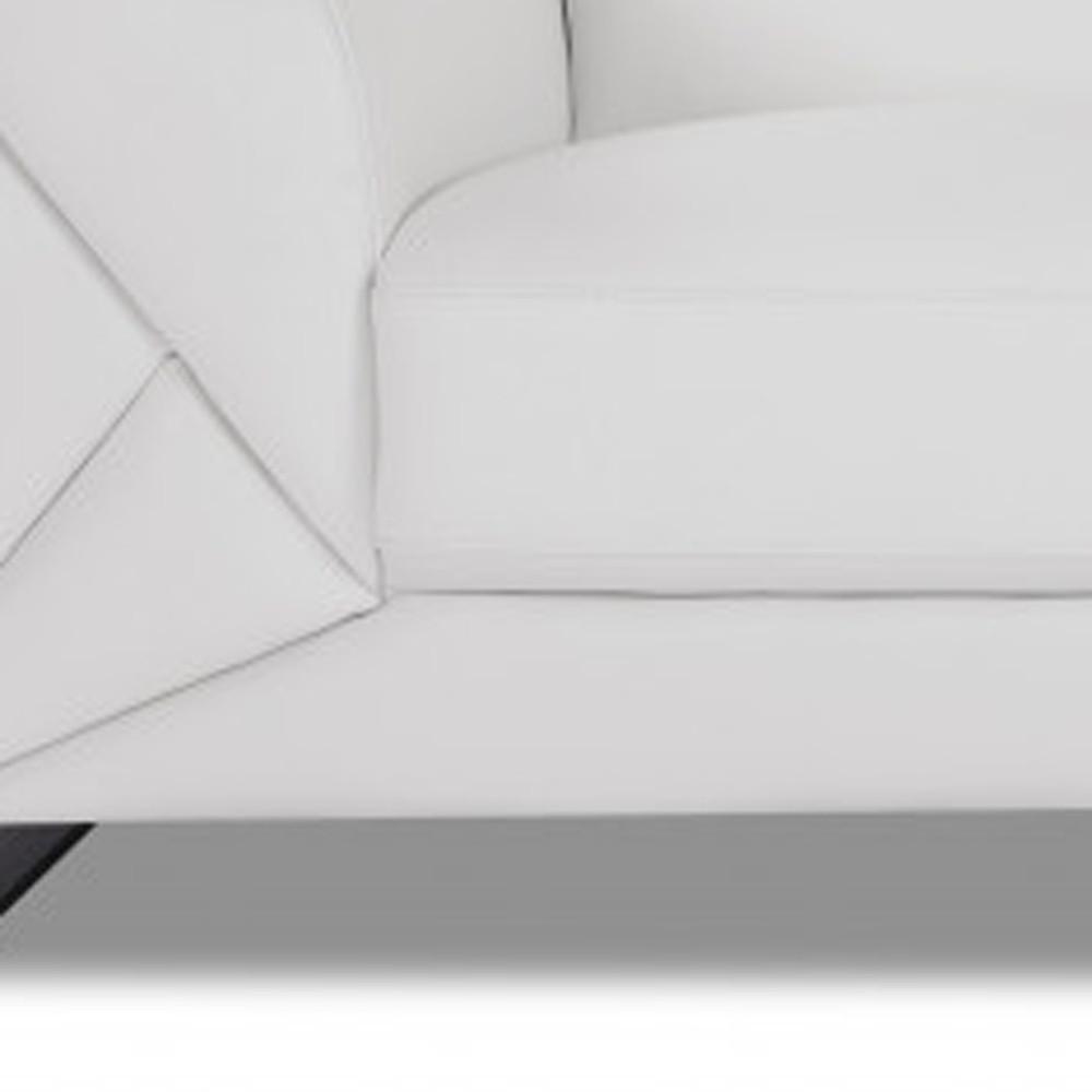 89" White And Gunmetal Genuine Leather Sofa. Picture 6