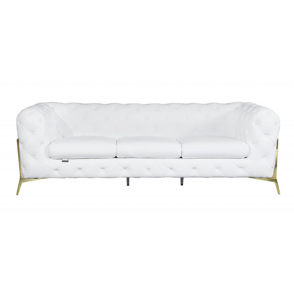 93" White And Gold Sofa. Picture 1