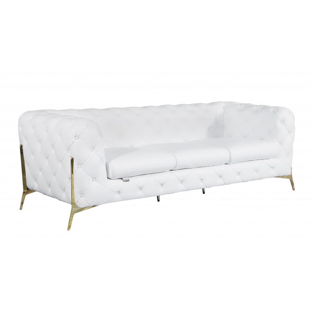 93" White And Gold Sofa. Picture 3