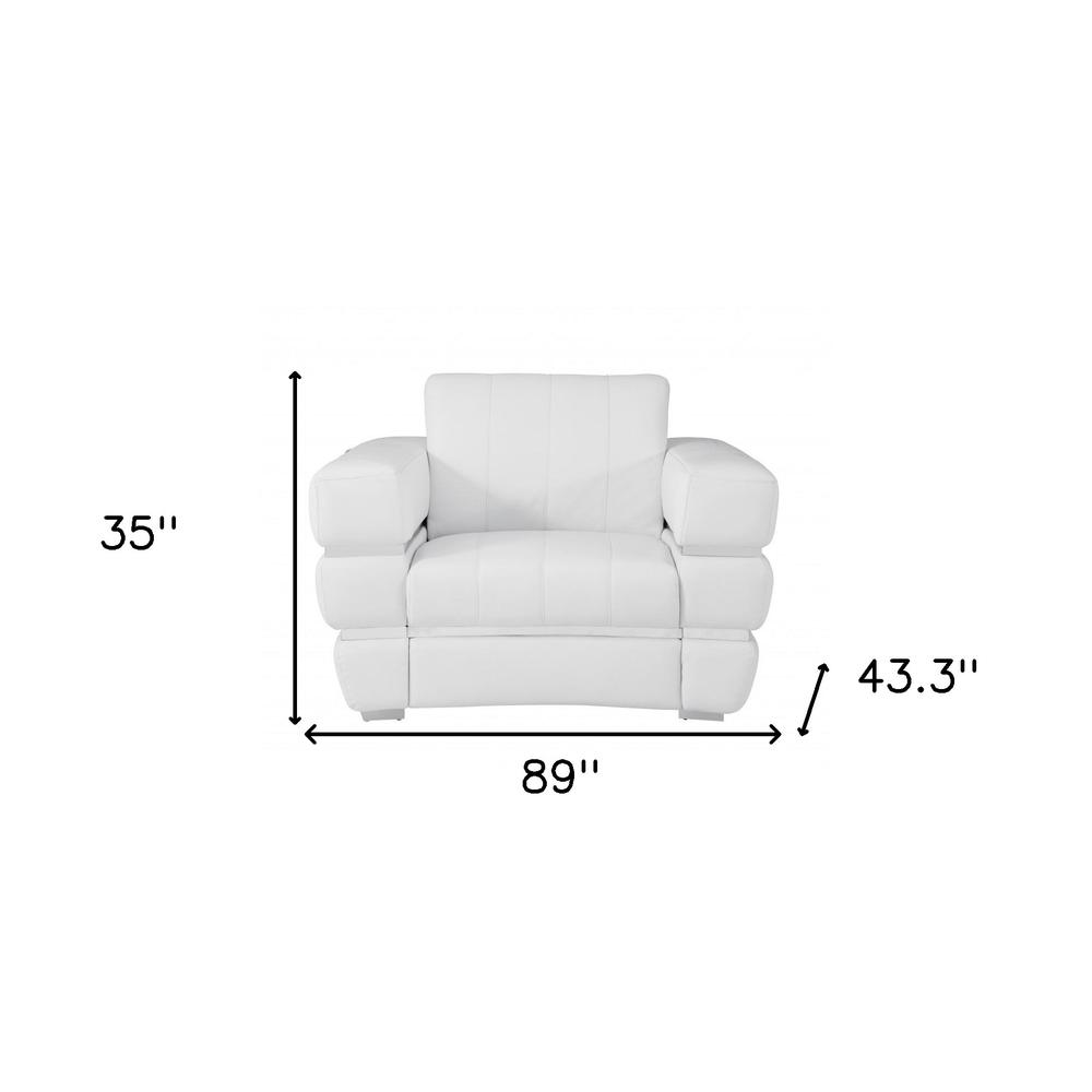 Three Piece Indoor White Italian Leather Six Person Seating Set. Picture 7