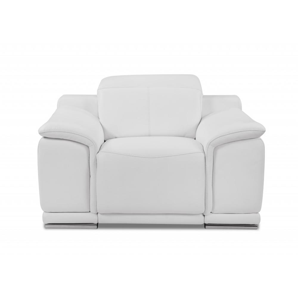 Three Piece Indoor White Italian Leather Six Person Seating Set. Picture 3