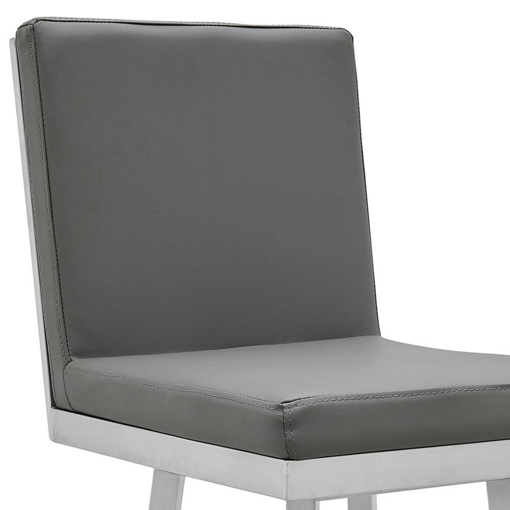 44" Gray Faux Leather And Iron Swivel Bar Height Chair. Picture 8