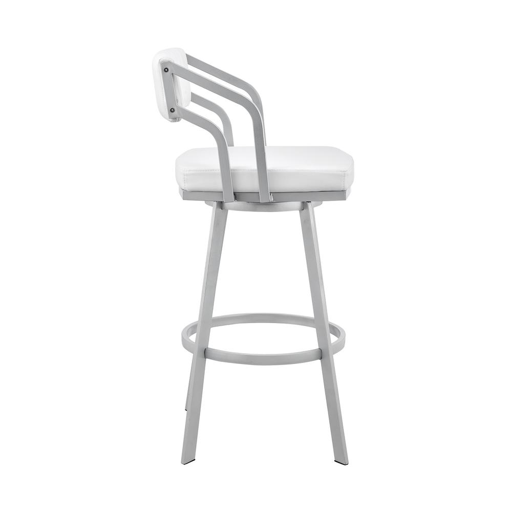 26" Timeless White Faux  Leather Bar Stool. Picture 3