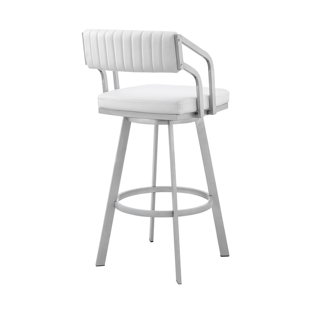 26" Timeless White Faux  Leather Bar Stool. Picture 4