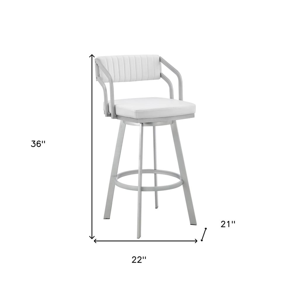 26" Timeless White Faux  Leather Bar Stool. Picture 9