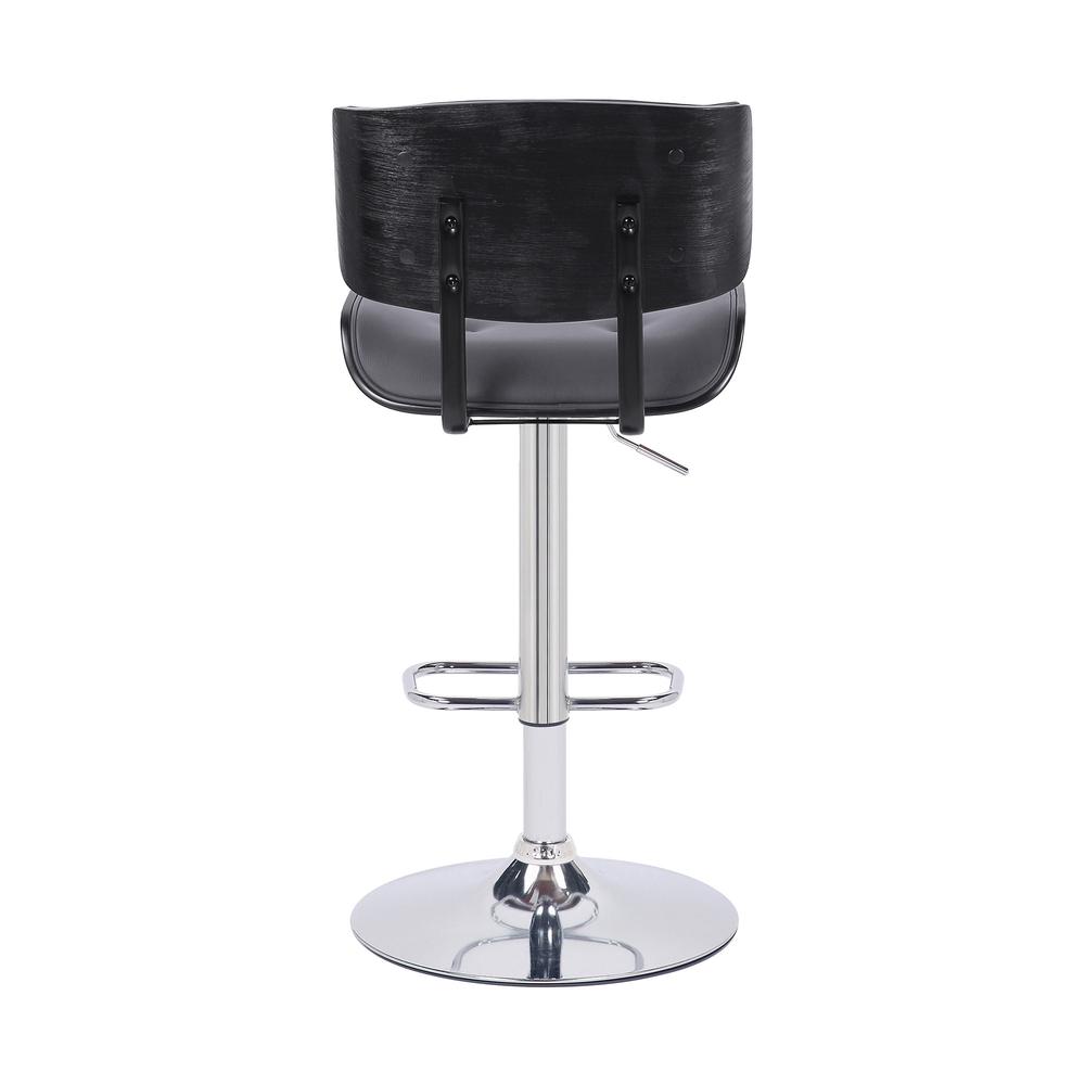 Adjustable Gray Tufted Faux Leather Black and Chrome Swivel Barstool.. Picture 5