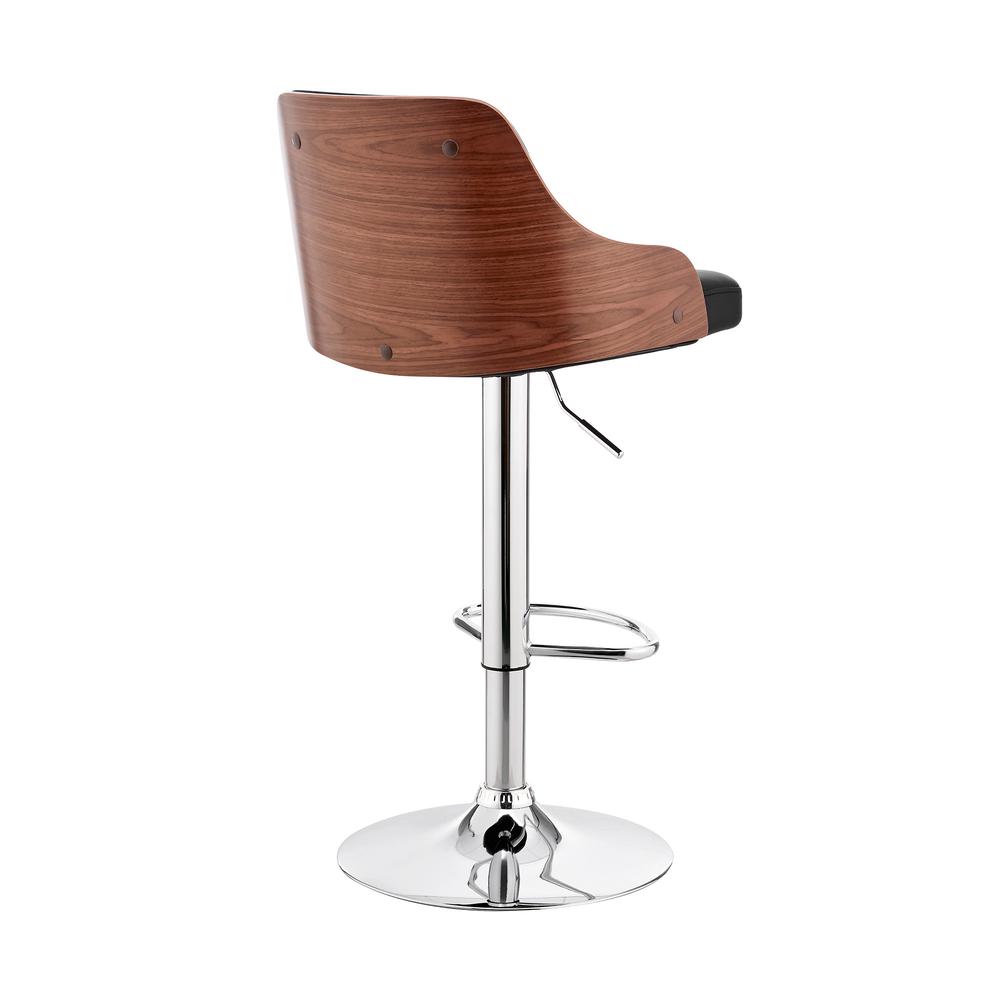 Black Faux Leather Adjustable Modern Bar Stool. Picture 4