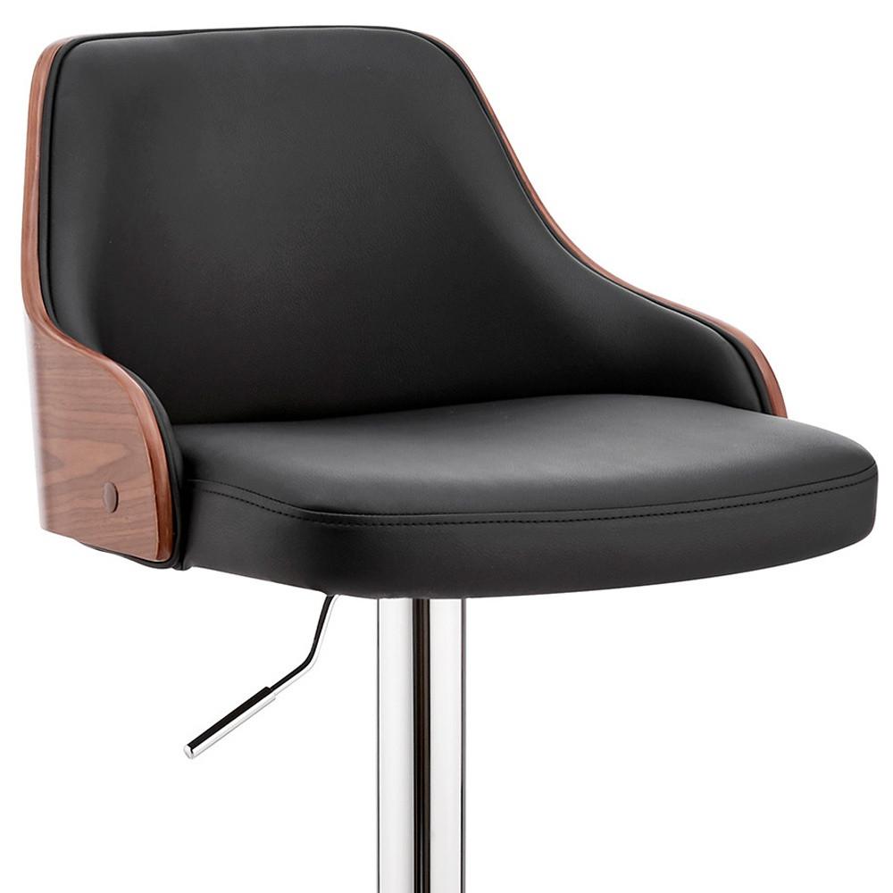 Black Faux Leather Adjustable Modern Bar Stool. Picture 7