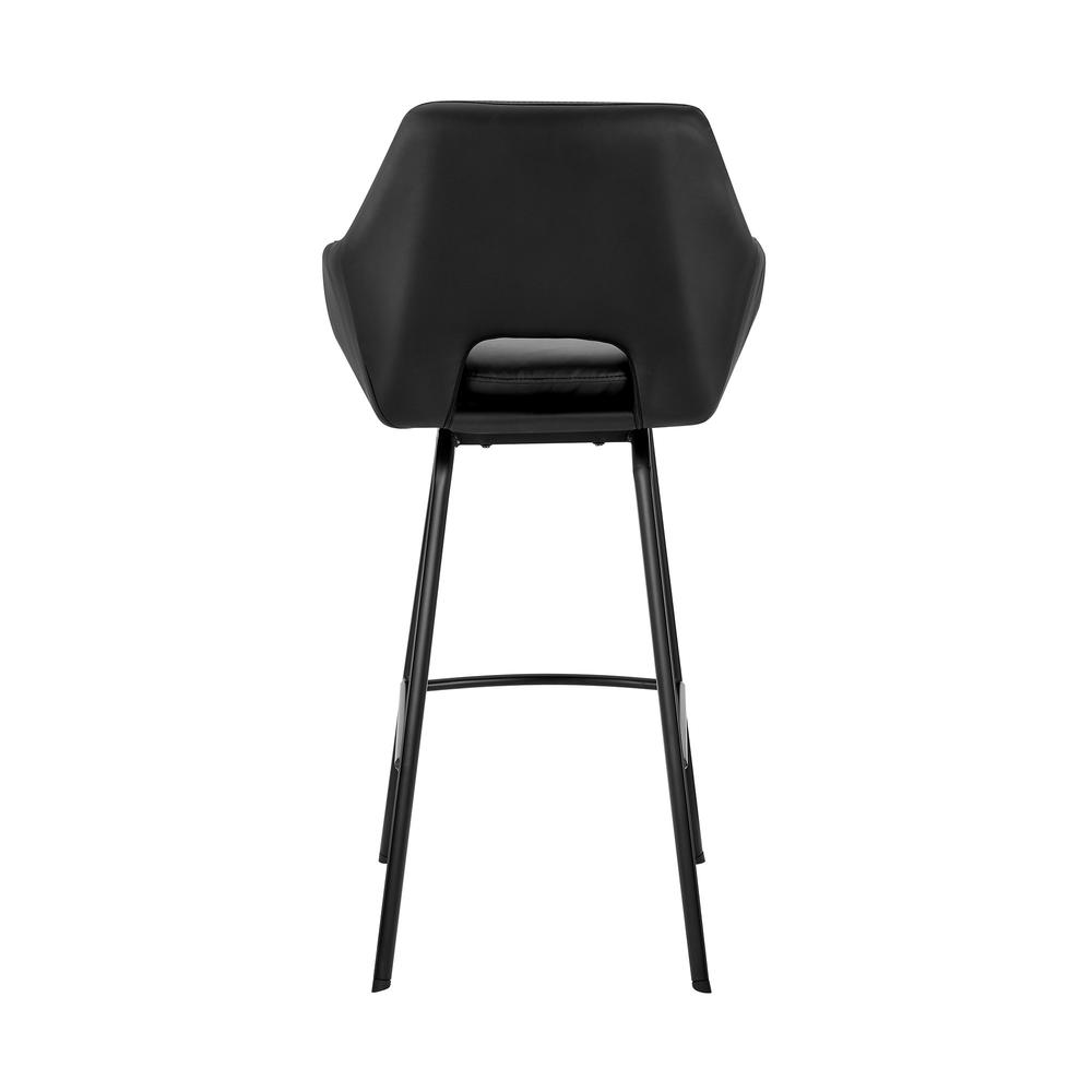 30" Black on Black Faux Leather Comfy Swivel Bar Stool. Picture 5