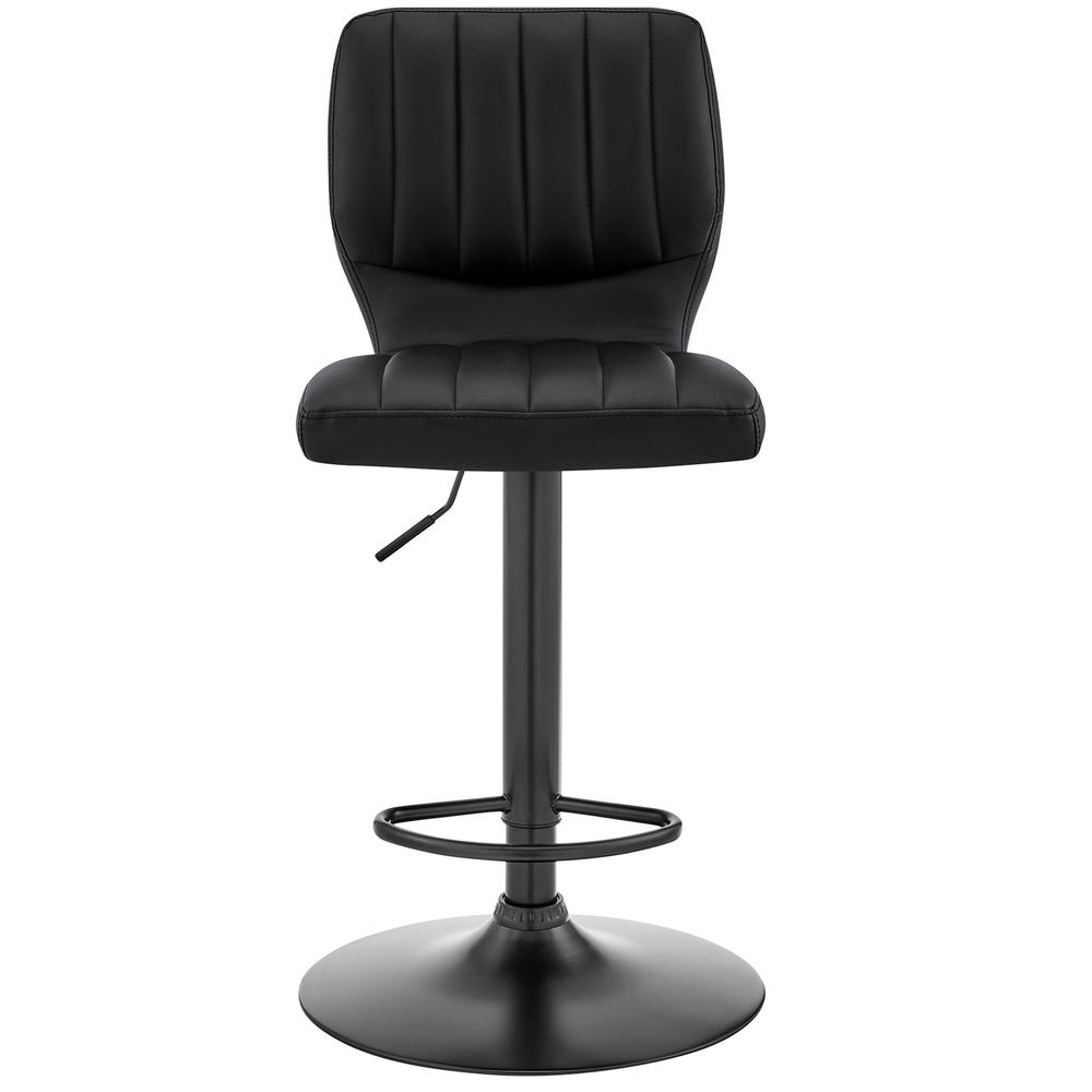 Black Faux Leather Textured Adjustable Bar Stool. Picture 4