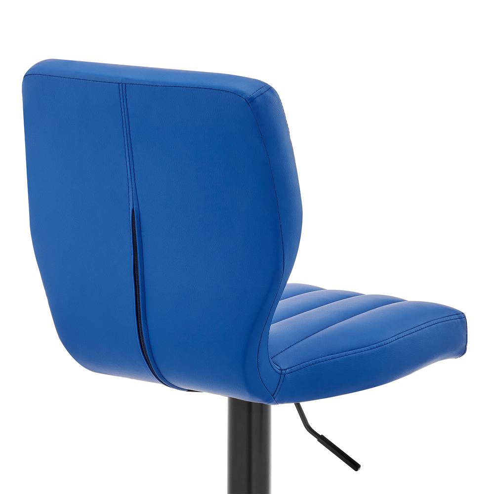 Blue Faux Leather Textured Adjustable Bar Stool. Picture 8
