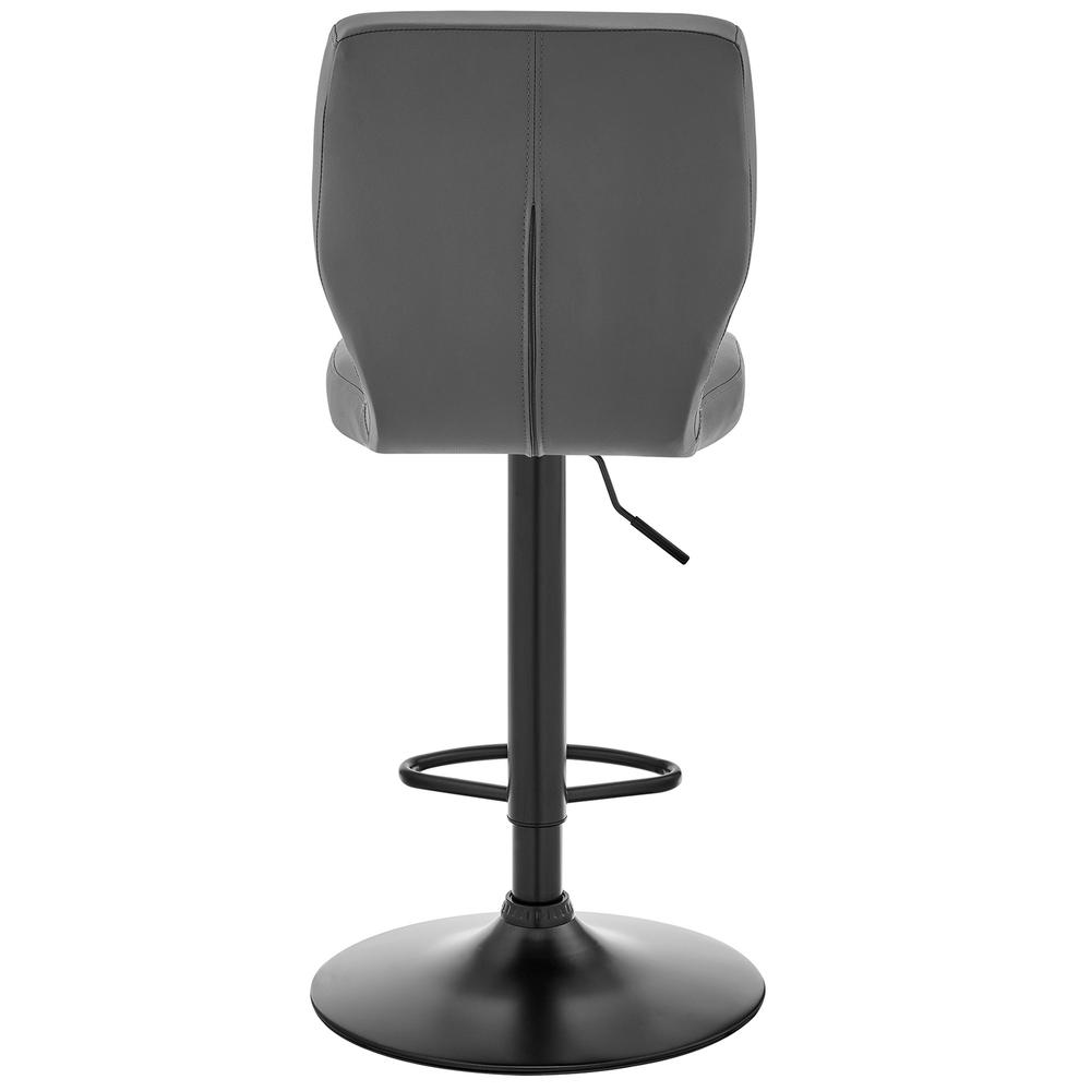 Gray Faux Leather Textured Adjustable Bar Stool. Picture 7