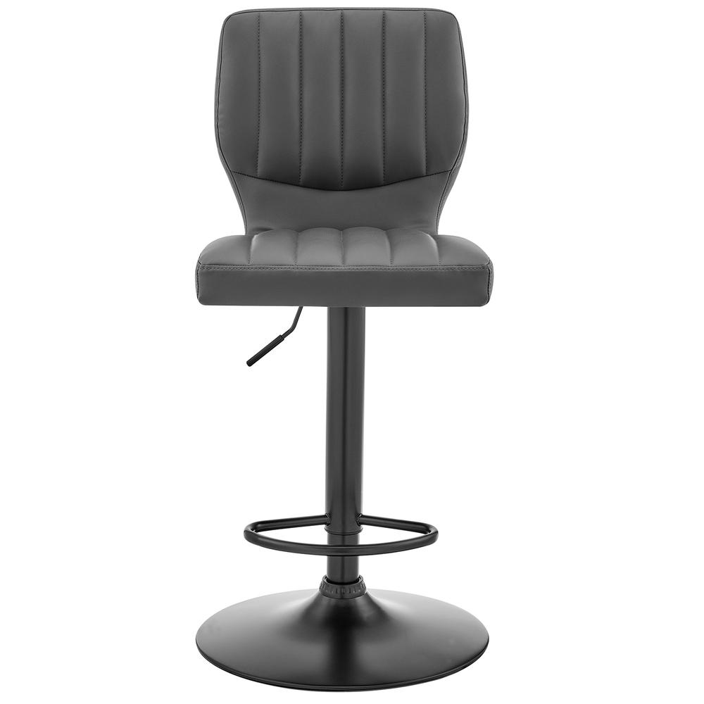 Gray Faux Leather Textured Adjustable Bar Stool. Picture 5