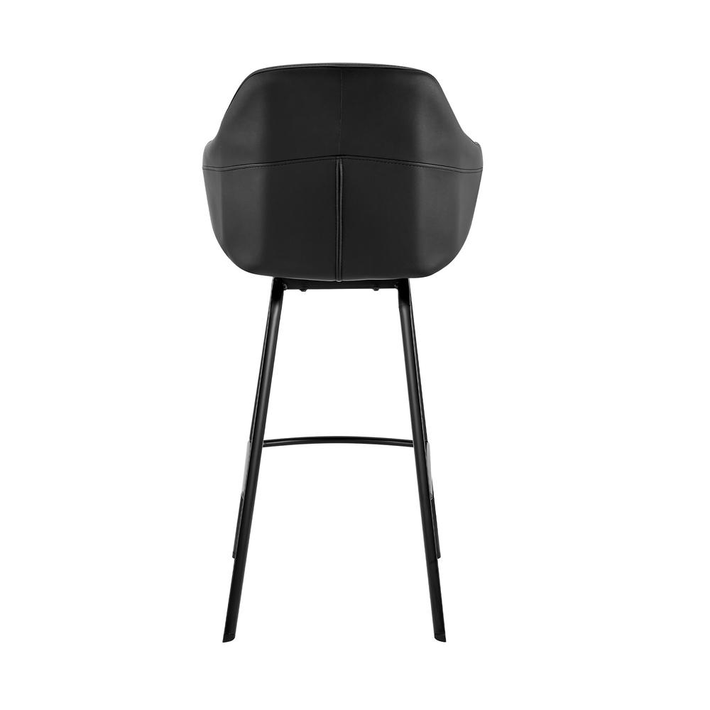 30" Black Faux Leather and Black Metal Swivel Bar Stool. Picture 5