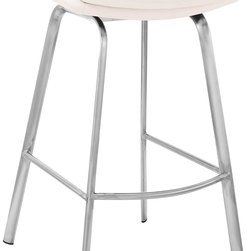 30" Elegant Grey Faux Leather Bar Stool with Stainless Steel Frame. Picture 6