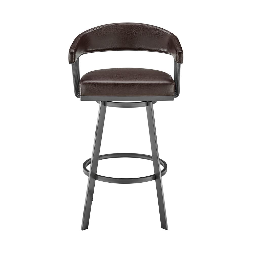 26" Mod Chocolate Faux Leather Java Brown Finish Swivel Bar Stool. Picture 2