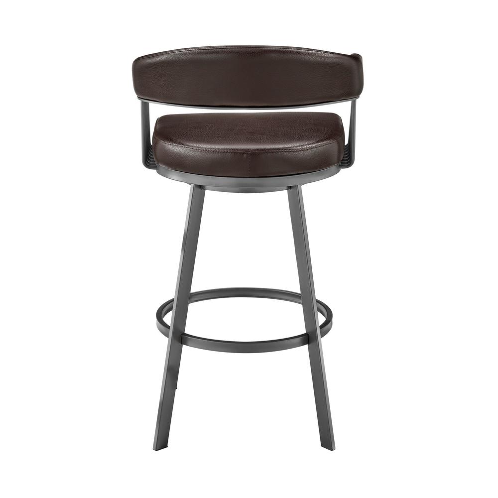 26" Mod Chocolate Faux Leather Java Brown Finish Swivel Bar Stool. Picture 5