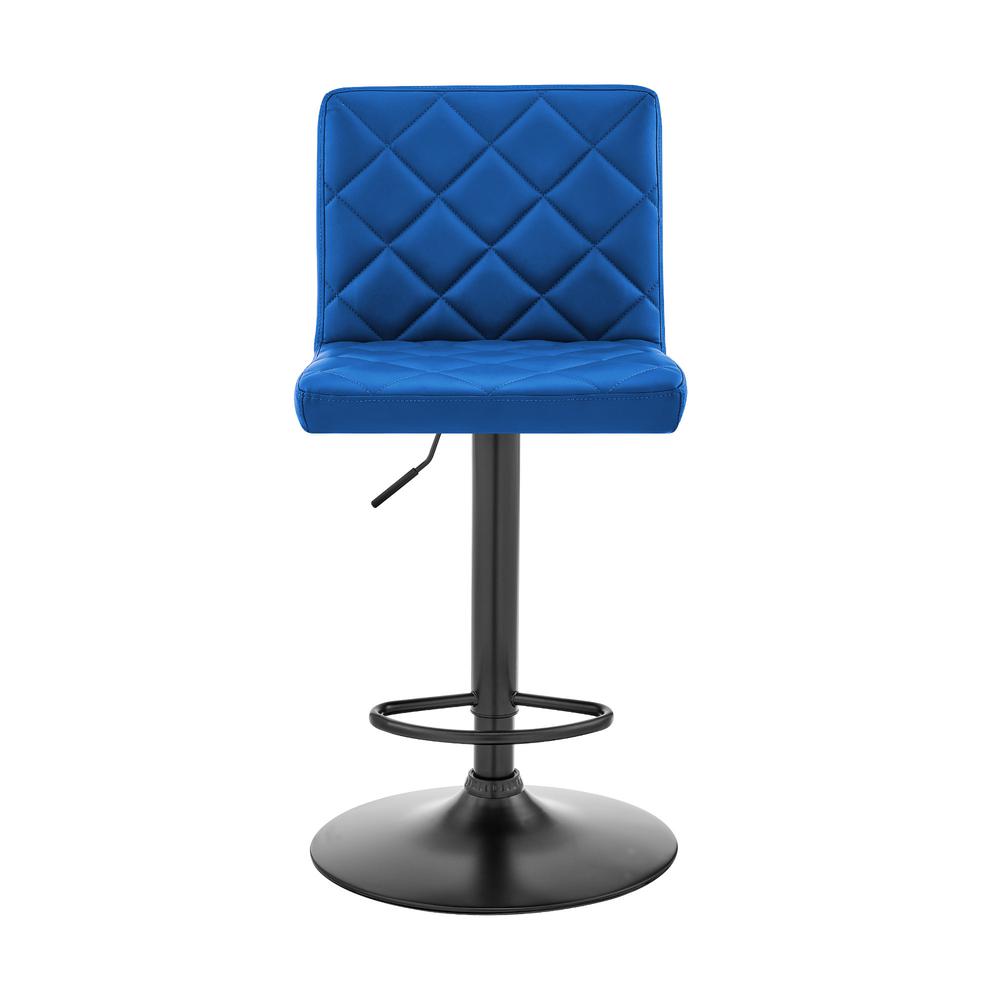 Blue Faux Leather Swivel Adjustable Bar Stool. Picture 7