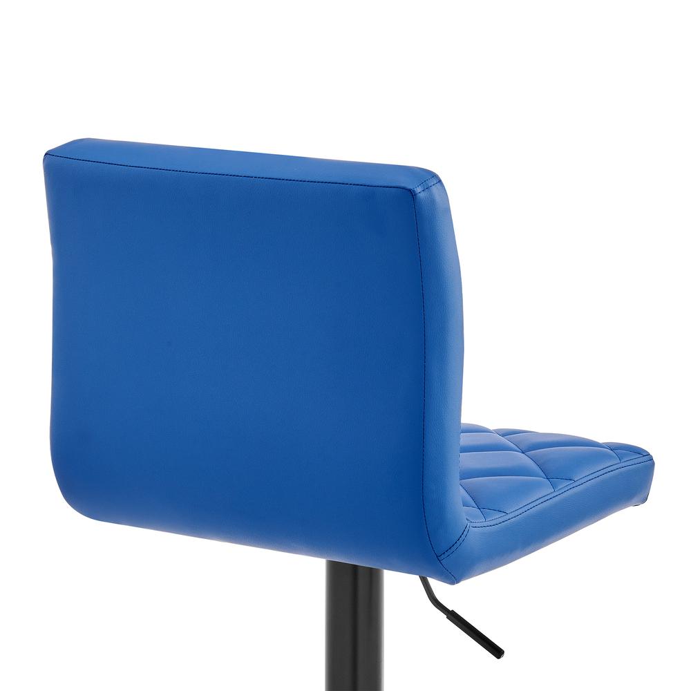 Blue Faux Leather Swivel Adjustable Bar Stool. Picture 6