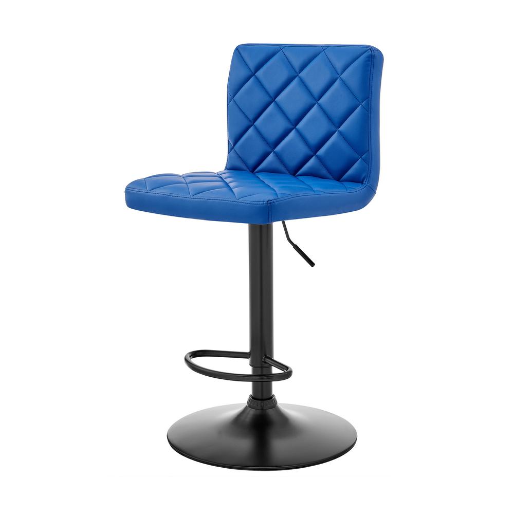 Blue Faux Leather Swivel Adjustable Bar Stool. Picture 1