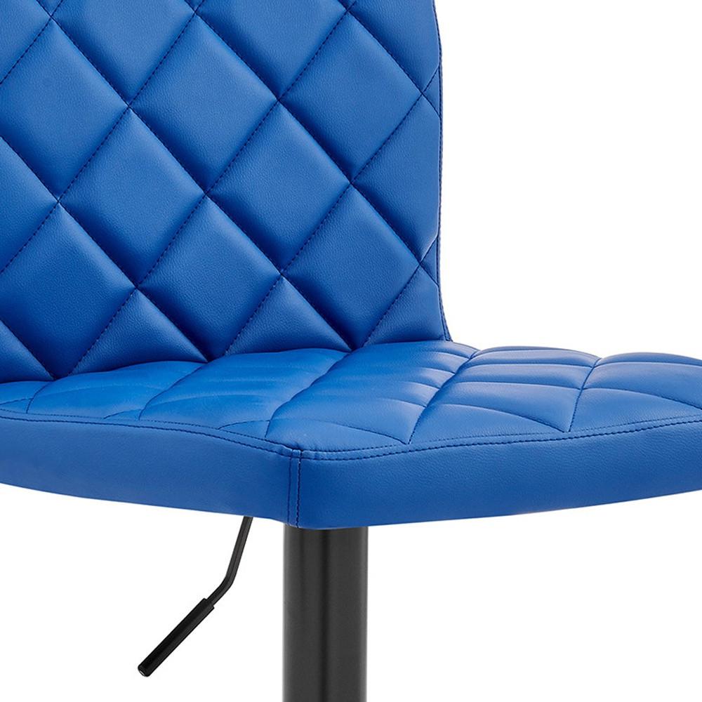 Blue Faux Leather Swivel Adjustable Bar Stool. Picture 2
