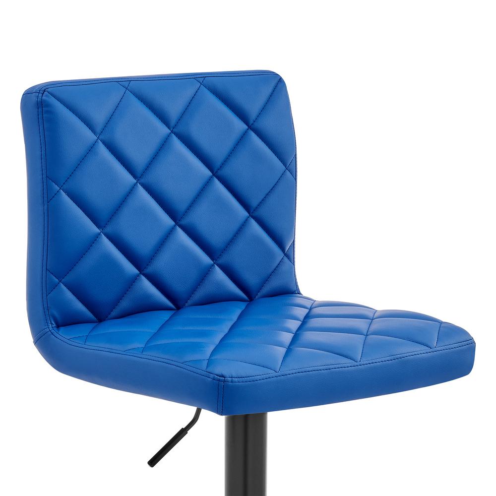Blue Faux Leather Swivel Adjustable Bar Stool. Picture 5