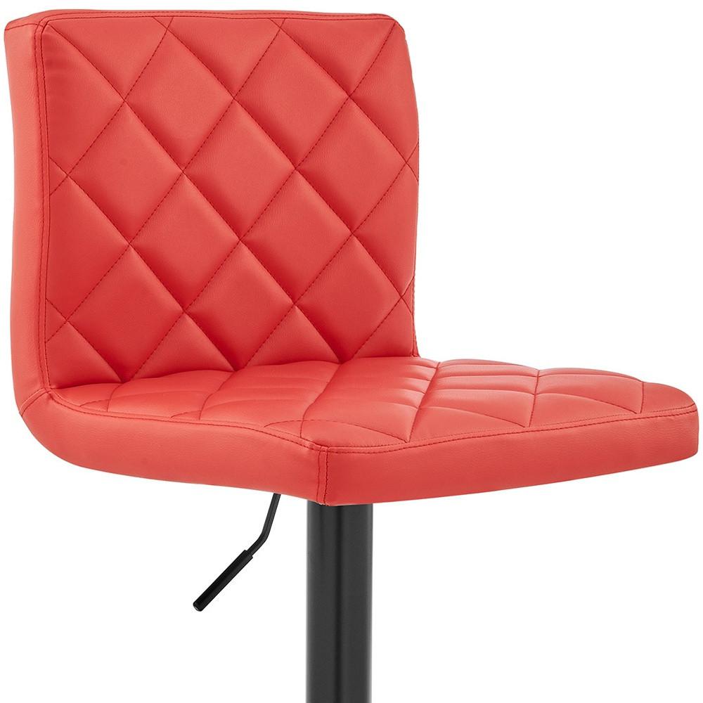 Red Faux Leather Swivel Adjustable Bar Stool. Picture 1
