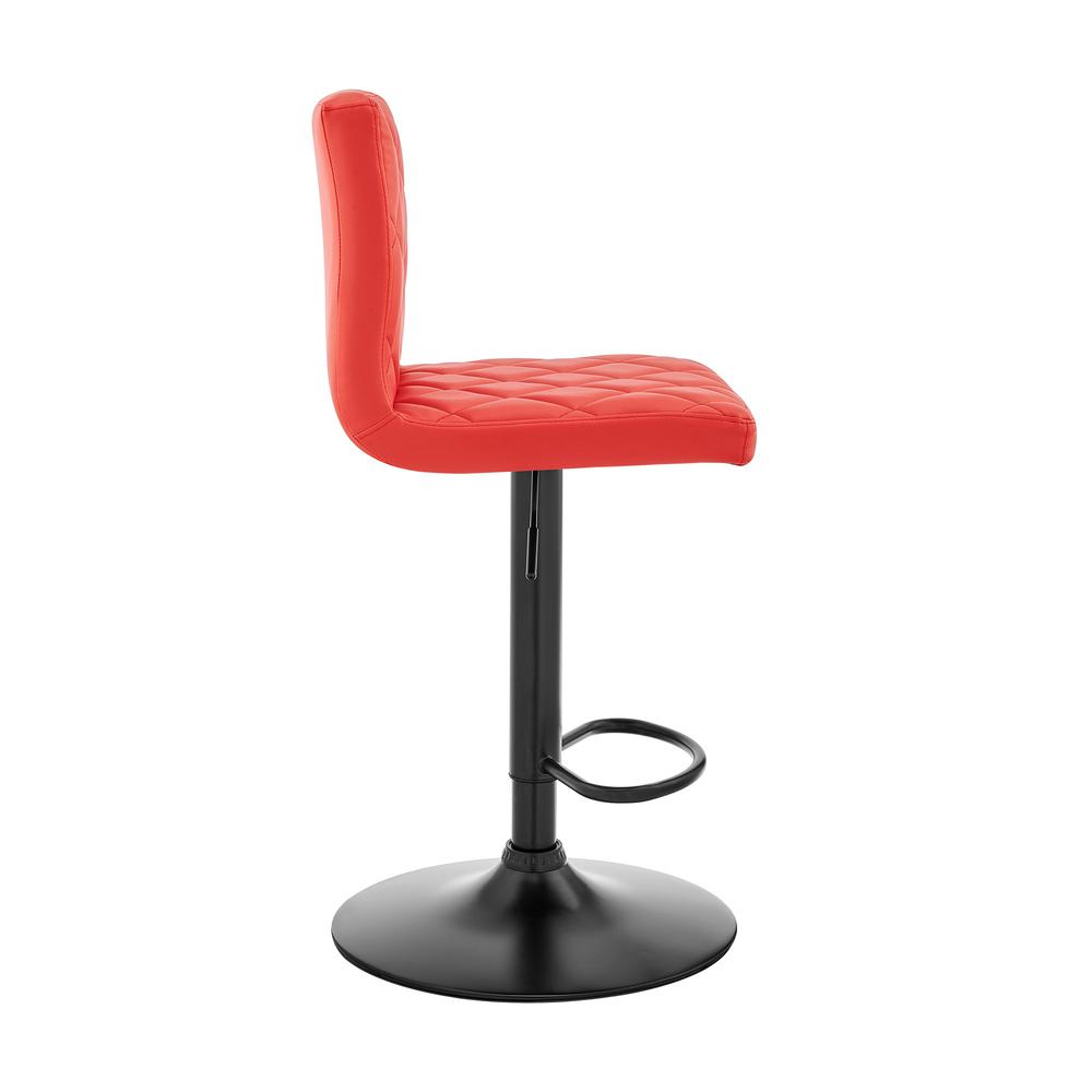 Red Faux Leather Swivel Adjustable Bar Stool. Picture 5