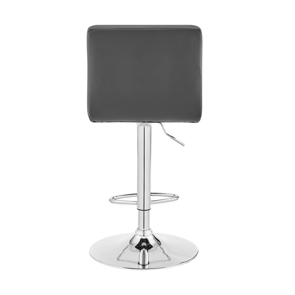 Gray Faux Leather Chrome Base Swivel Adjustable Bar Stool. Picture 6
