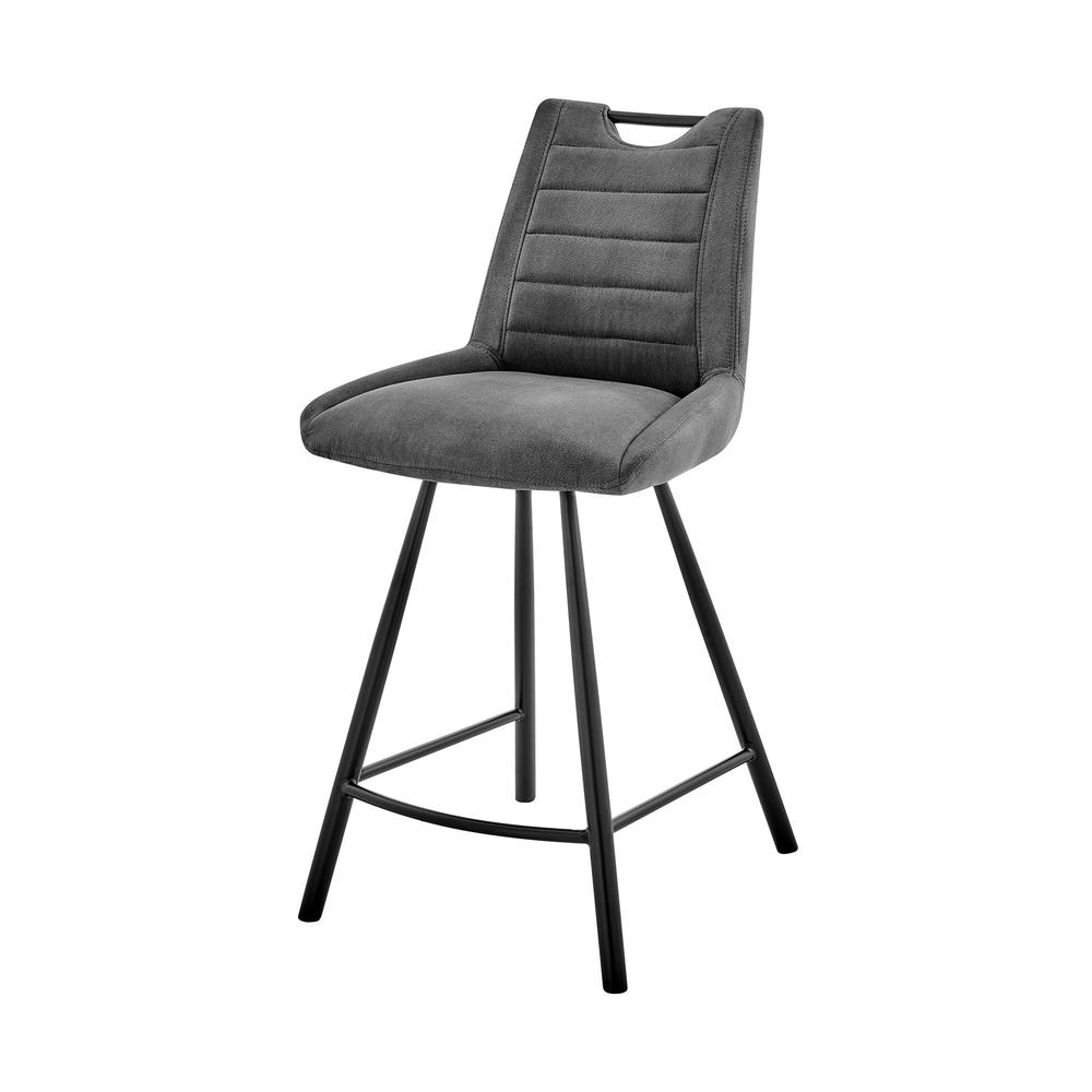 30" Black Fabric and Black Metal Bar Stool. Picture 8