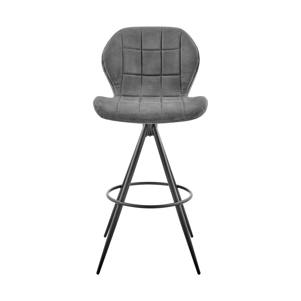 30" Charcoal Gray and Black Microfiber Squared Channel Bar Stool. Picture 2