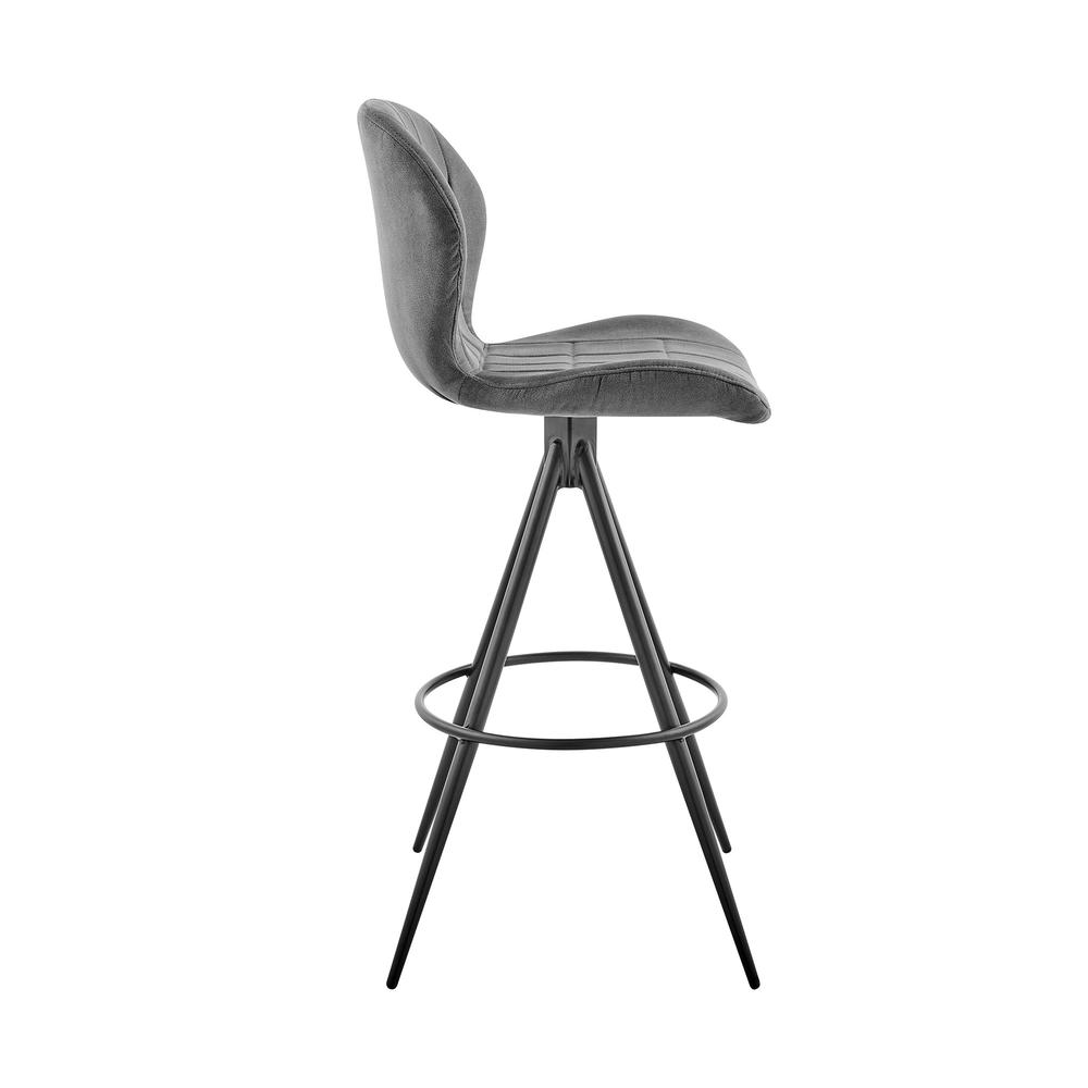 30" Charcoal Gray and Black Microfiber Squared Channel Bar Stool. Picture 3