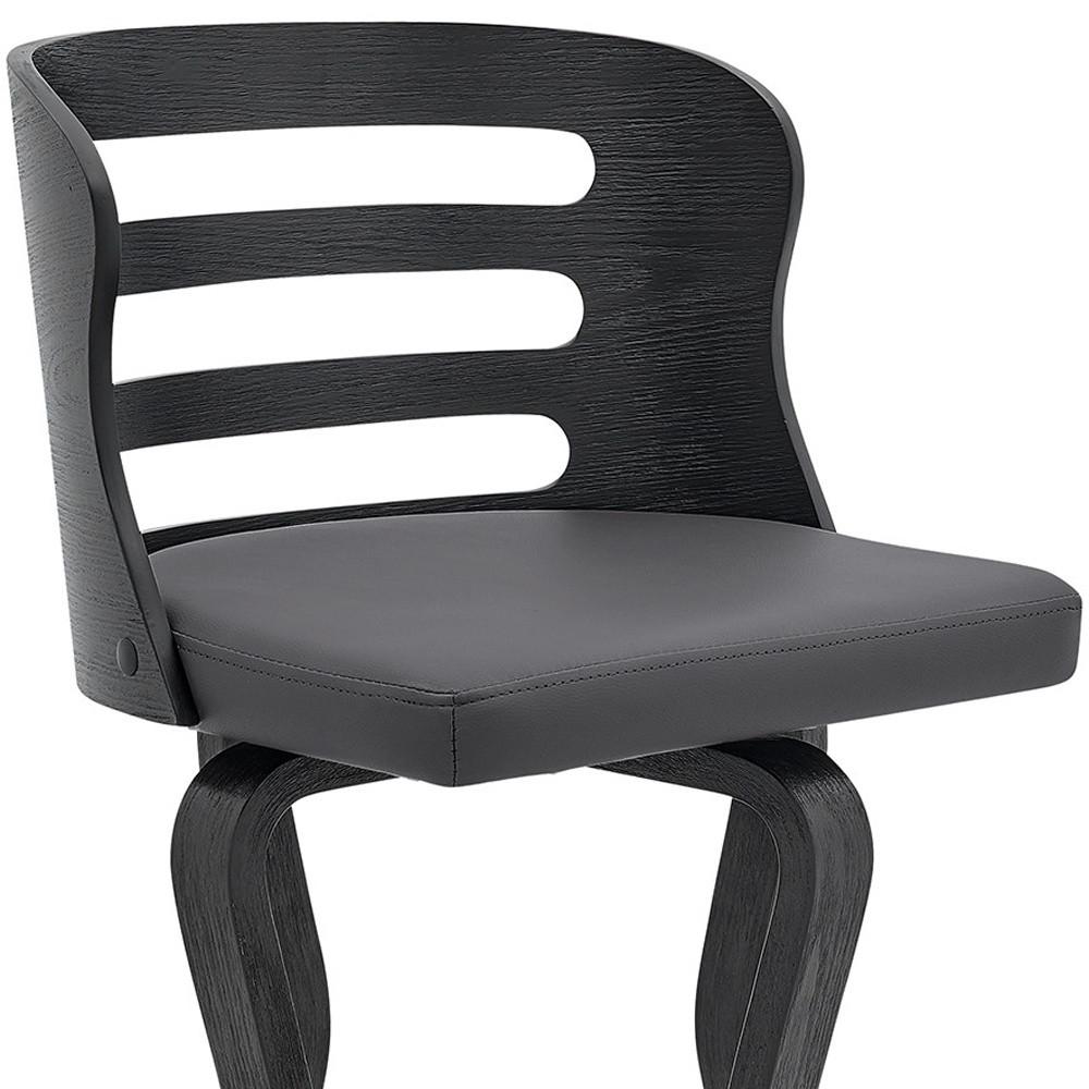 39" Matte Black And Gray Bar Height Swivel Full Back Bar Chair. Picture 9