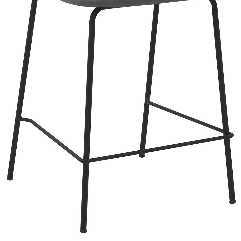 26" Mod Grey Faux Leather Bar Stool with Black Metal Frame. Picture 6