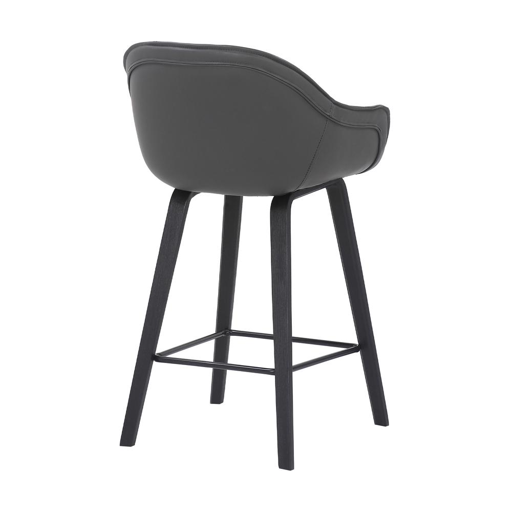 30" Grey Faux Leather Bar Stool with Wooden Frame. Picture 5