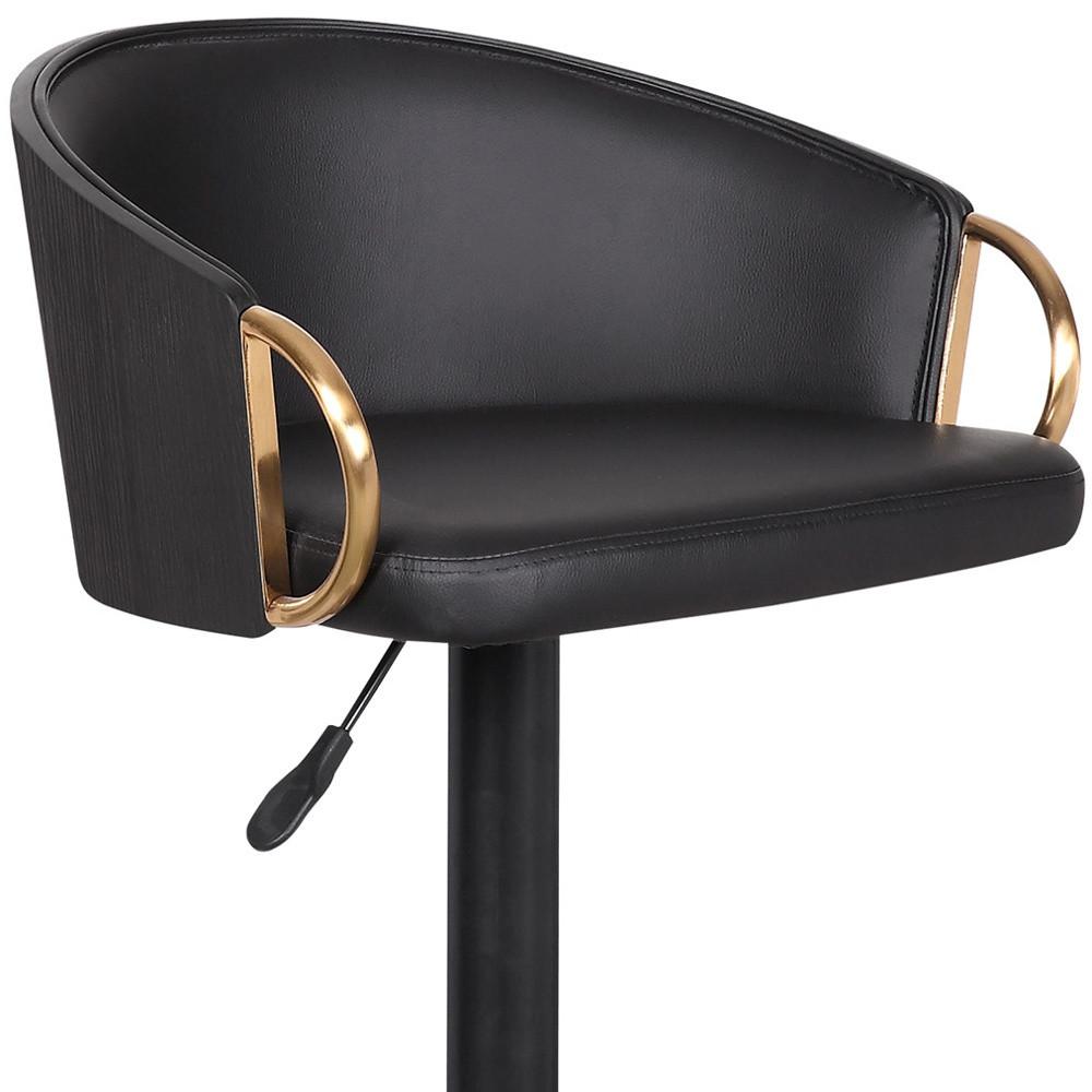 24" Black Faux Leather And Iron Swivel Low Back Adjustable Height Bar Chair. Picture 8