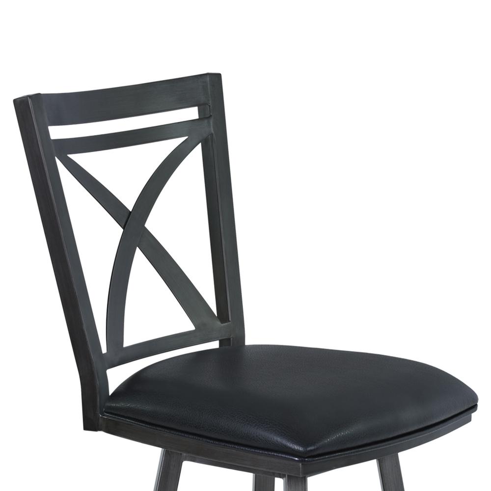 46" Black Faux Leather And Iron Swivel Bar Height Chair. Picture 3