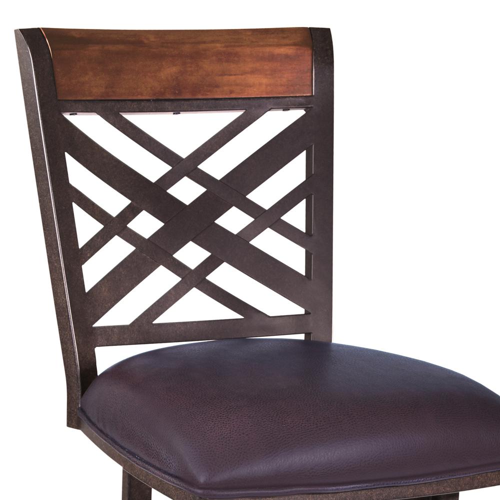 45" Brown Faux Leather And Iron Bar Height Chair. Picture 4