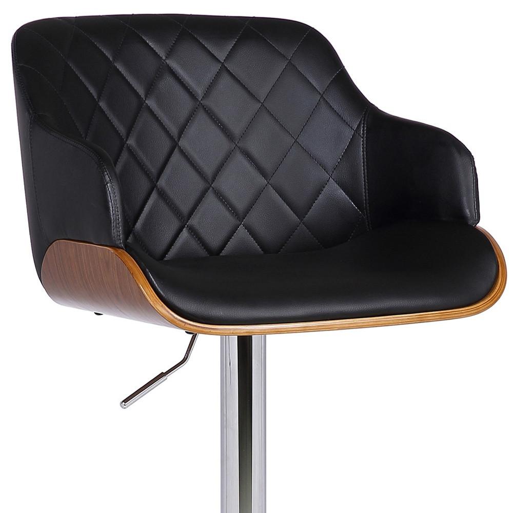 44" Black Faux Leather And Iron Swivel Adjustable Height Bar Chair. Picture 8