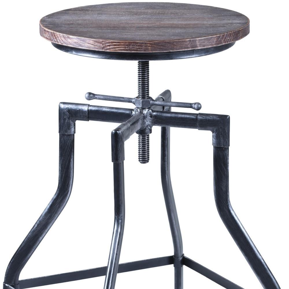 Adjustable Industrial Pine Wood Swivel Bar Stool. Picture 7