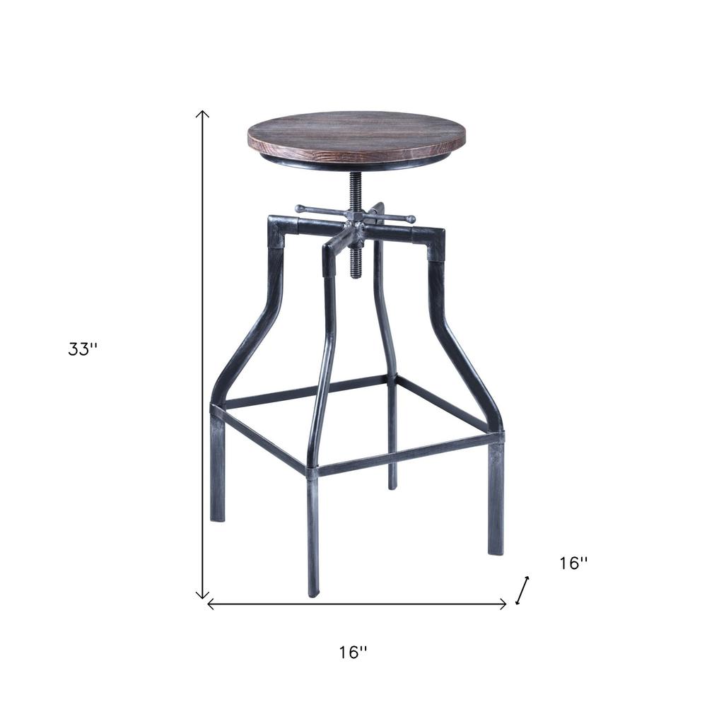 Adjustable Industrial Pine Wood Swivel Bar Stool. Picture 9