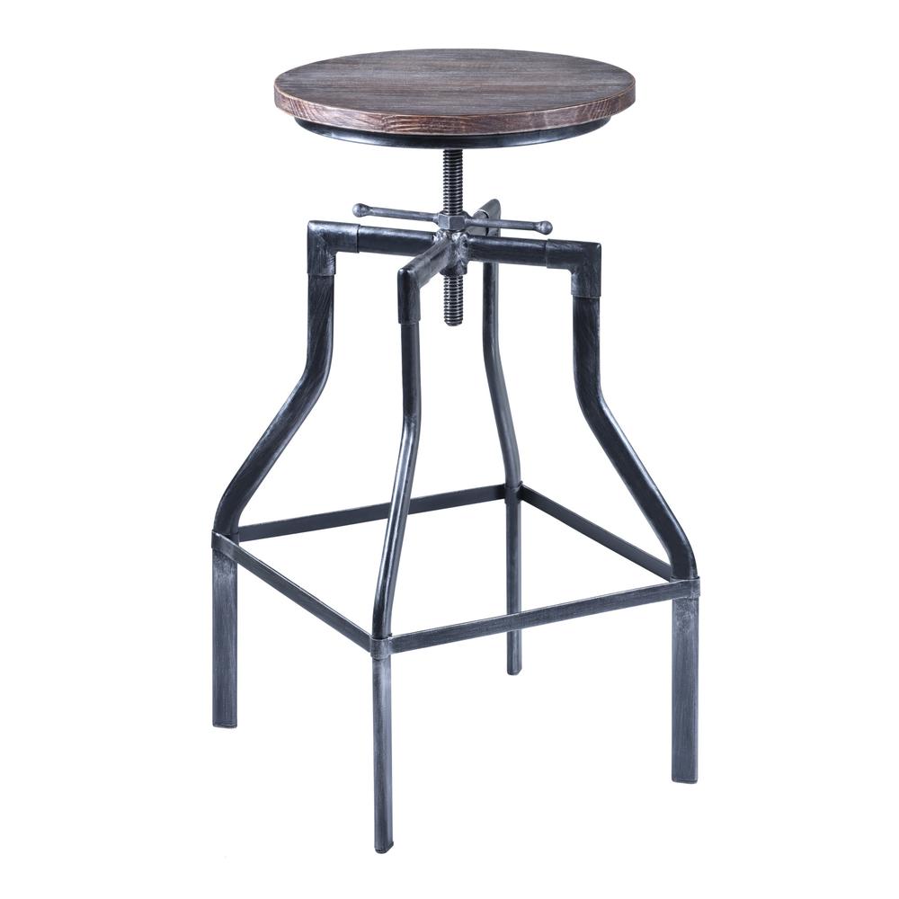 Adjustable Industrial Pine Wood Swivel Bar Stool. Picture 1