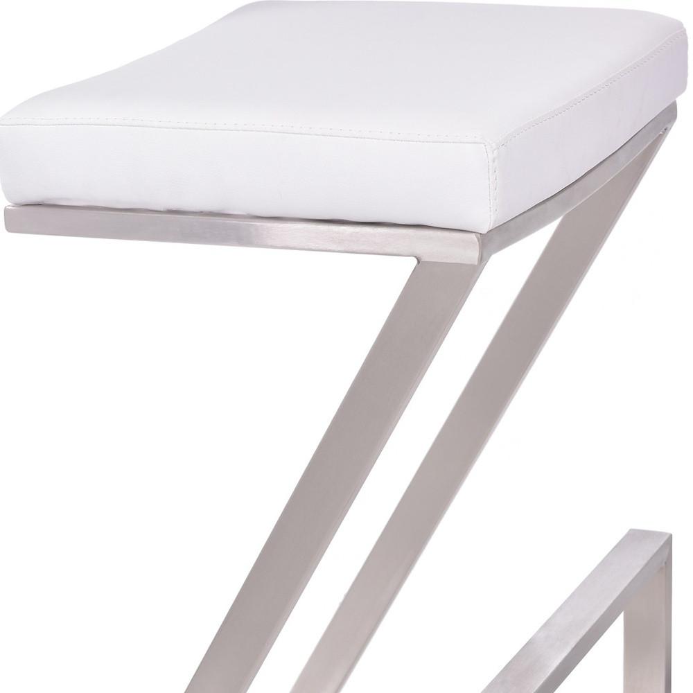 26" Contempo White Faux Leather and Stainless Backless Bar Stool. Picture 8